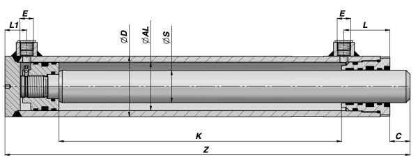 Siłownik hydrauliczny wysokiego ciśnienia Contarini HM0PM (max. 350 bar) do ciężkich zastosowań hydraulicznych.