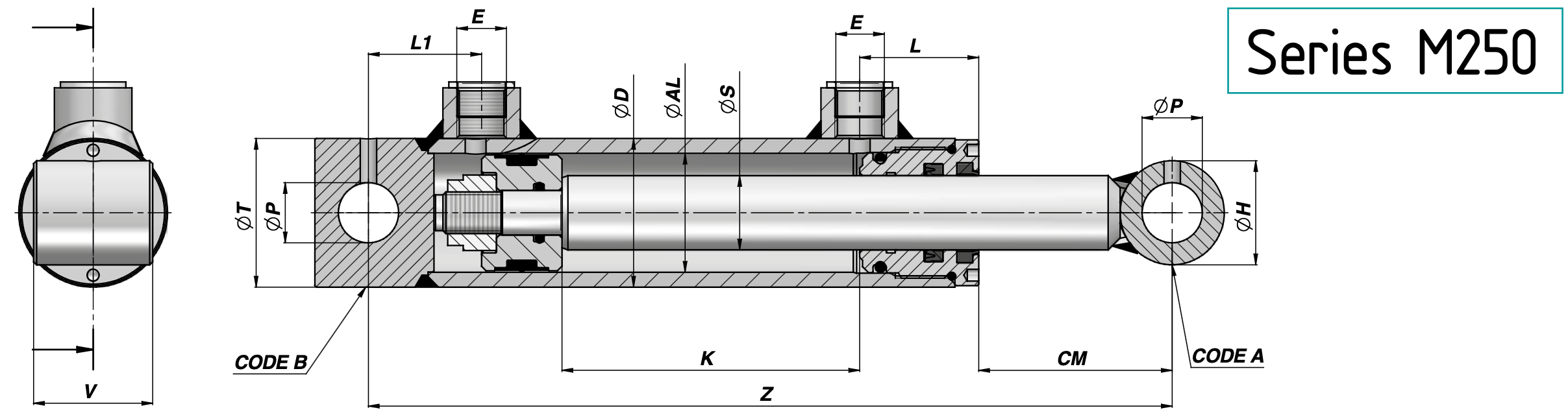 Wszechstronny siłownik dwustronnego działania Contarini HFR2S o kompaktowej konstrukcji do różnorodnych zastosowań hydraulicznych.