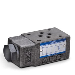 Zdjęcie zaworu zwrotnego sterowanego Yuken MPA-01. Modułowy zamek hydrauliczny NG6 do montażu warstwowego w układach hydrauliki siłowej.