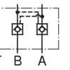 MPW-03-graphic-symbol Symbol graficzny podwójnego zamka hydraulicznego Yuken MPW-03 - schemat blokady obustronnej linii A i B